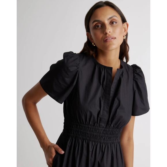 QUINCE Black 100% Organic Cotton Tiered Maxi Dress NWT Size Large - Picture 5 of 14